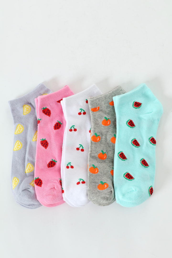 5 Pack Low Cut Fruit Salad Socks - Multi