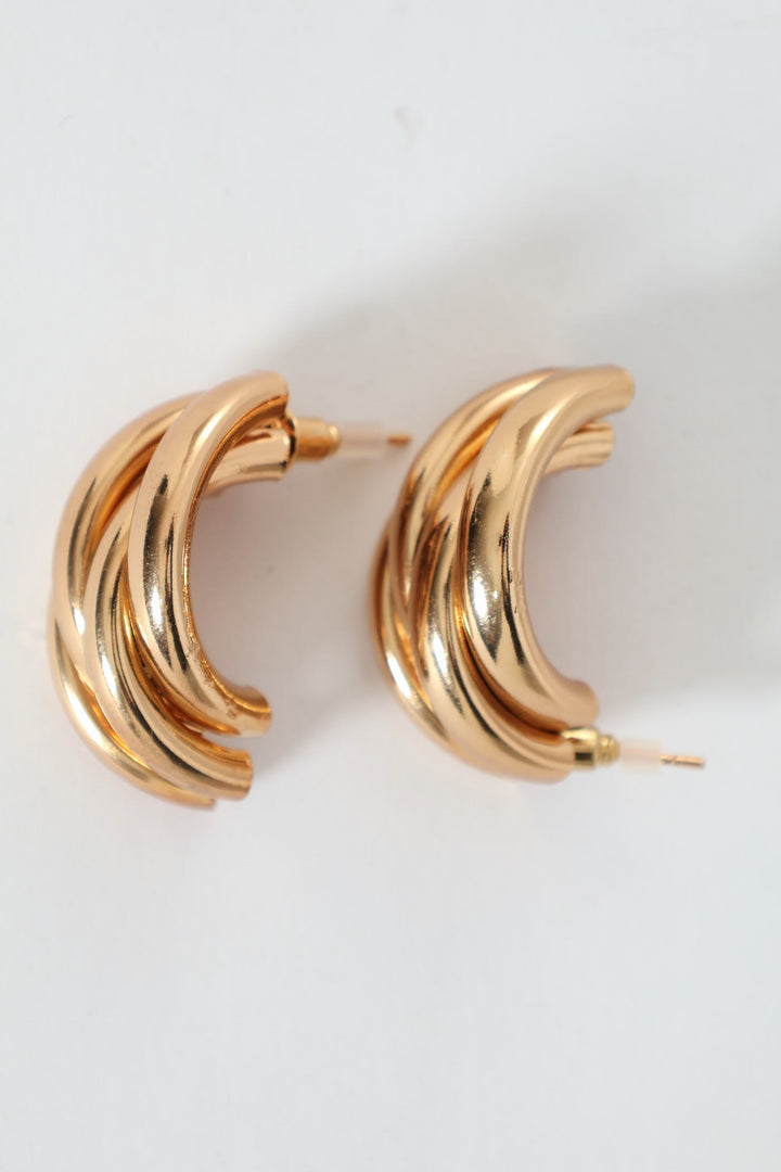 Half Ring Statement Earrings - Gold
