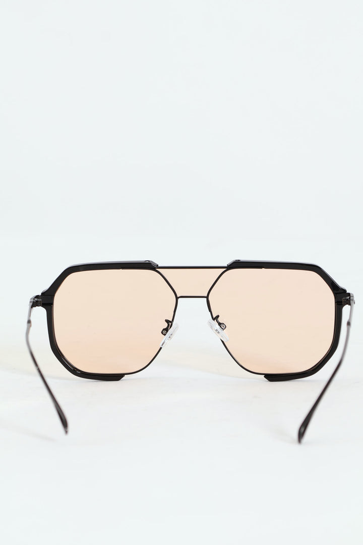 Metal Mono Aviator Sunglasses - Metallic Red