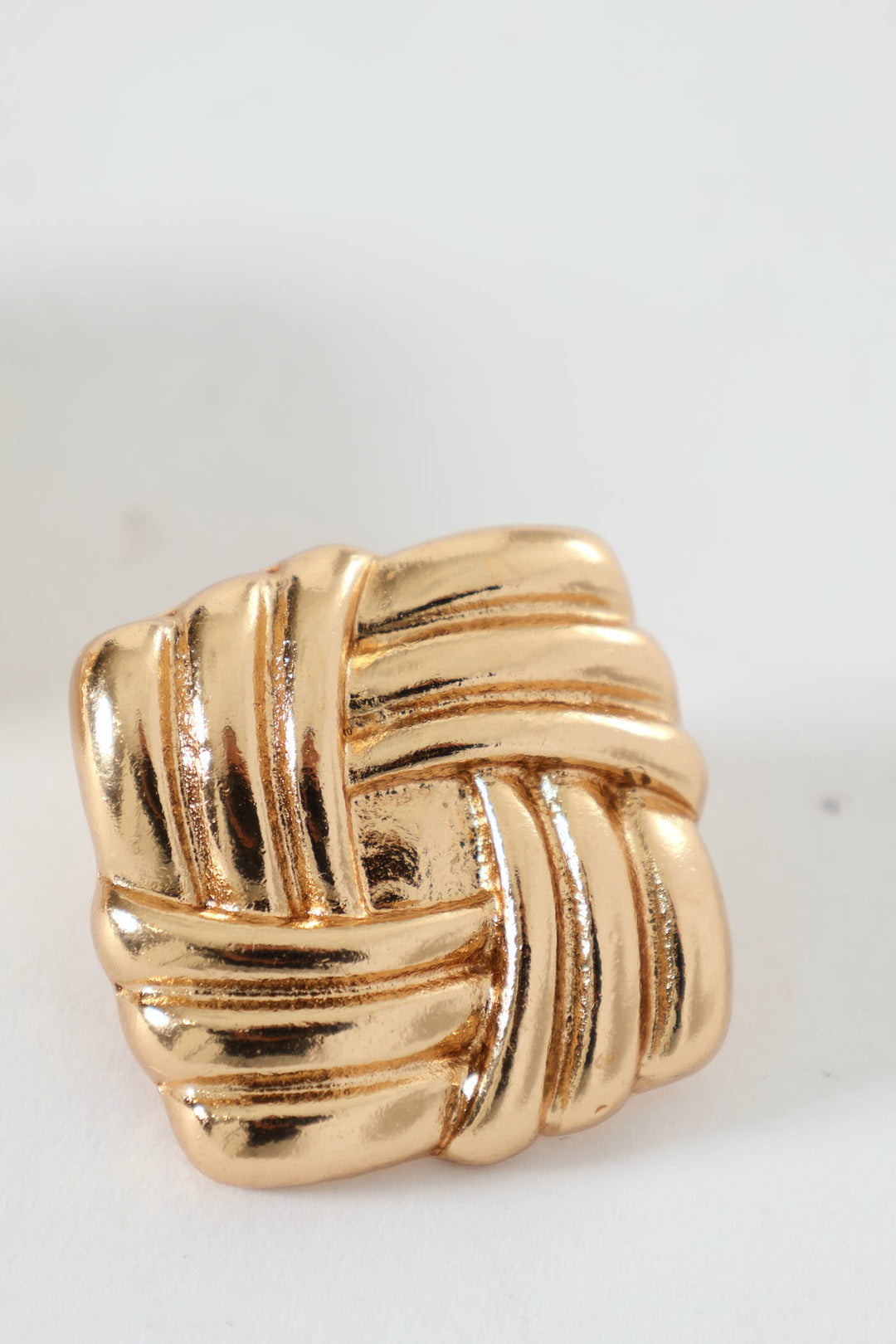 Ripple Square Stud Earrings - Gold