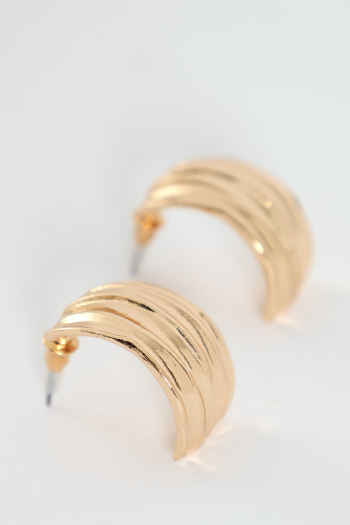 Textured Half Hoop Earrings - Gold