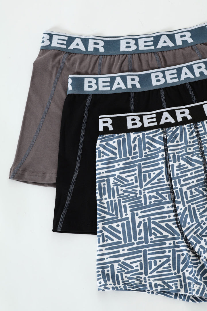 3 Pack Abstract Print Bodyshorts - Black/Slate/Indigo