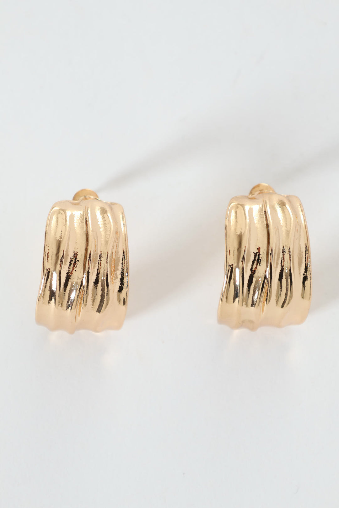 Textured Half Hoop Earrings - Gold