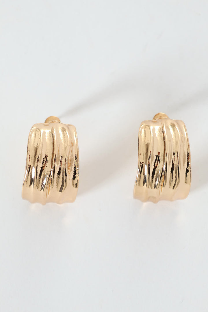 Textured Half Hoop Earrings - Gold
