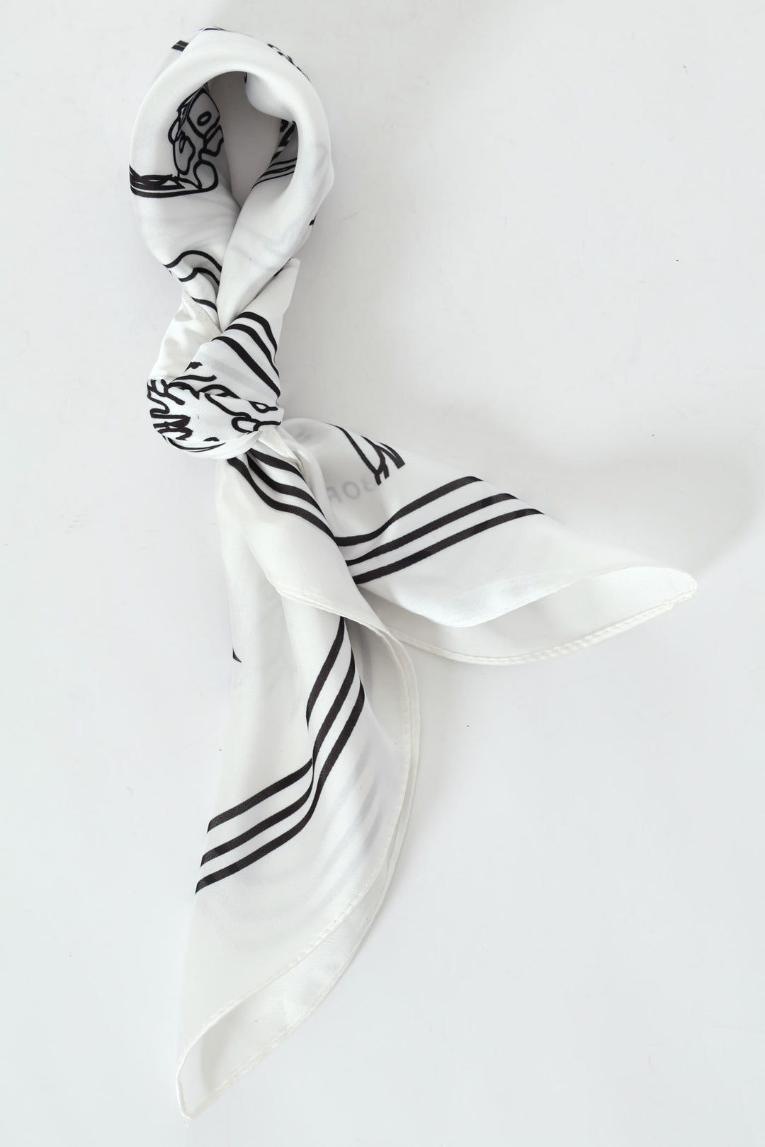 Silk Touch Dark Floral Blockprint Scarf - Black/White