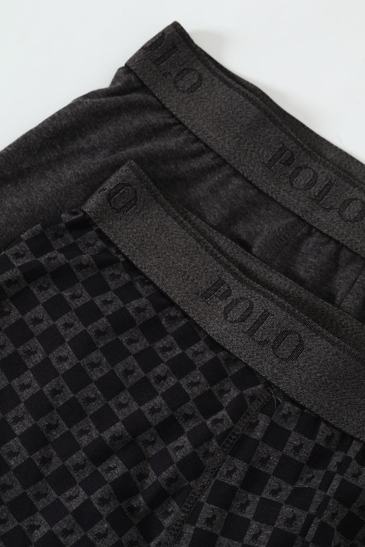 2 Pack Monogram Knit Boxer - Grey/Black