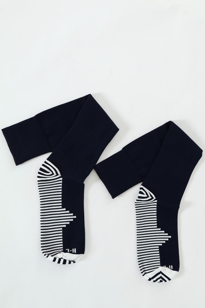 Single Long Length Soccer Socks - Navy