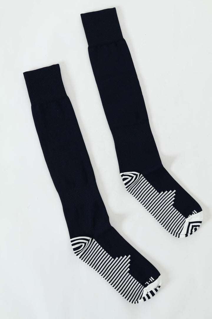 Single Long Length Soccer Socks - Navy