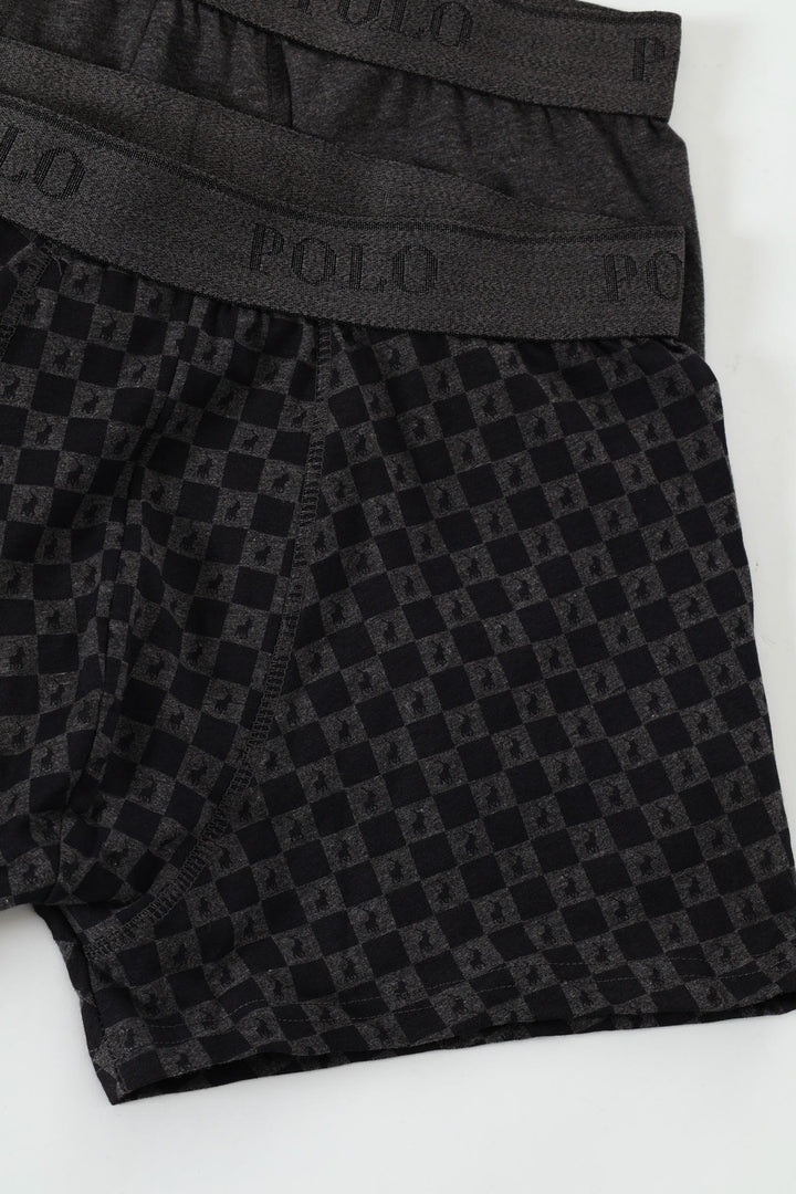 2 Pack Monogram Knit Boxer - Grey/Black