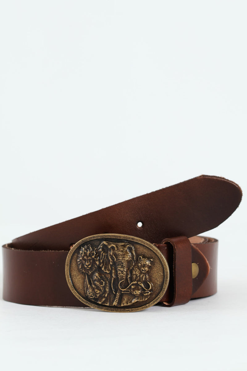 Big Five Leather Belt - Brown