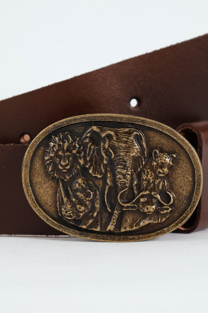 Big Five Leather Belt - Brown