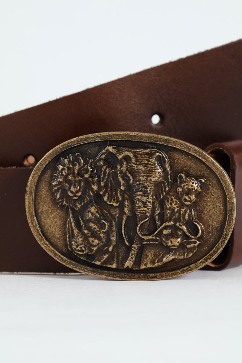 Big Five Leather Belt - Brown
