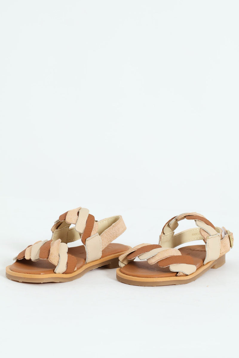 Keedo Girls Pleated Genuine Leather Sandal