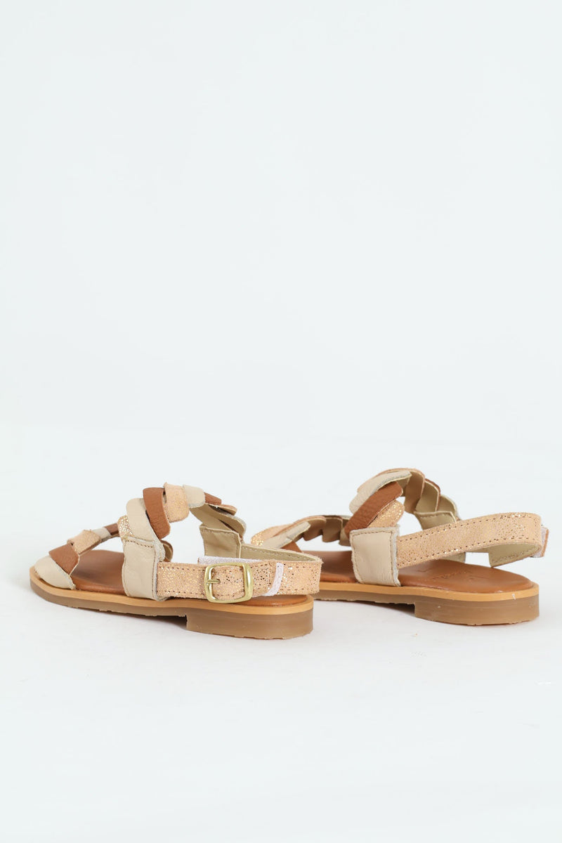Keedo Girls Pleated Genuine Leather Sandal