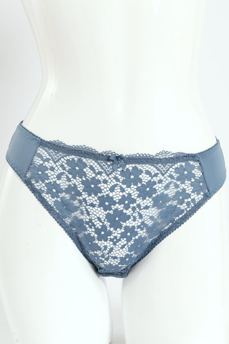 Microfibre & Lace Bikini Panty - Blue