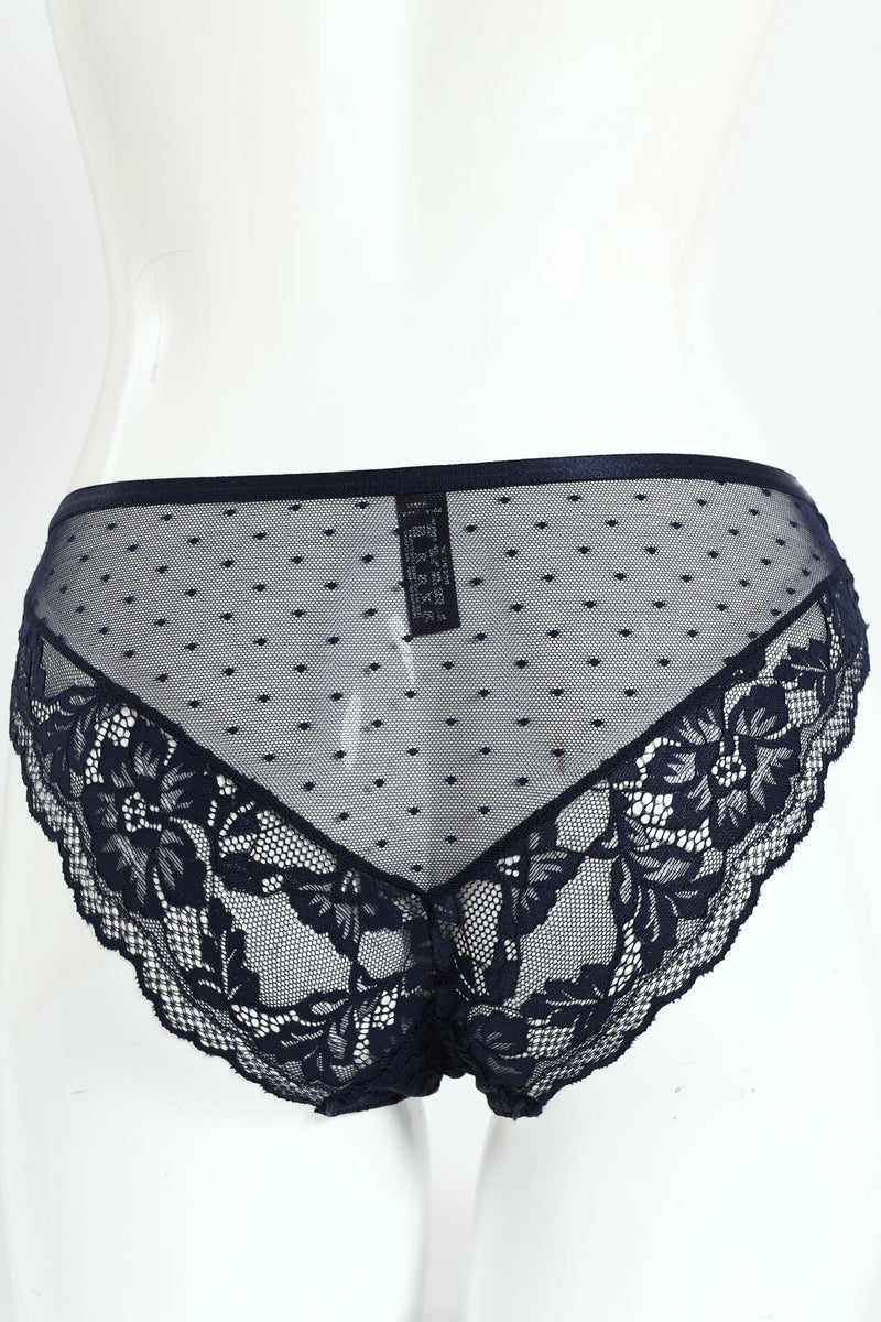 Mesh & Lace Bikini Panty - Navy