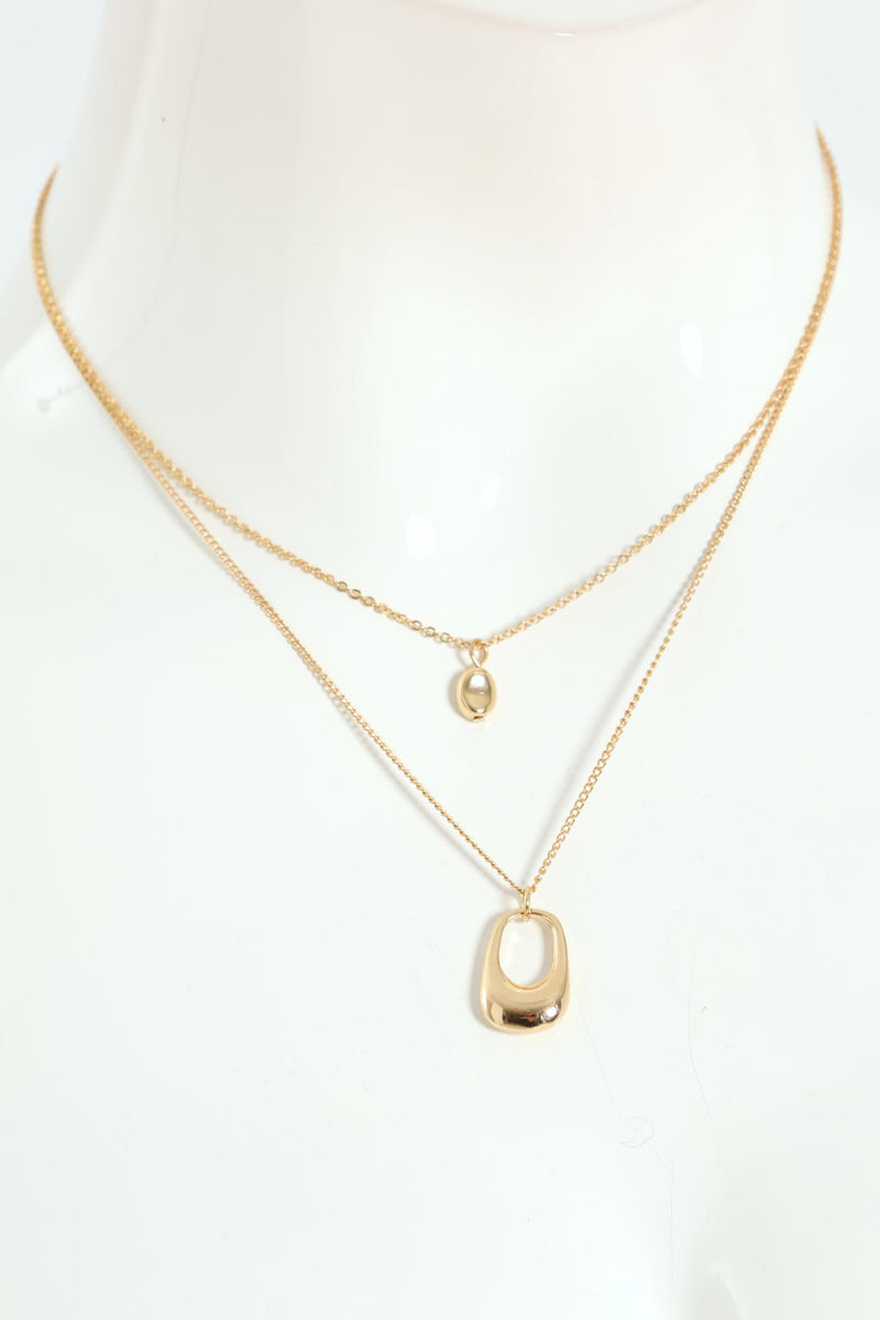 Double Layered Bubble Pendant Necklace - Gold