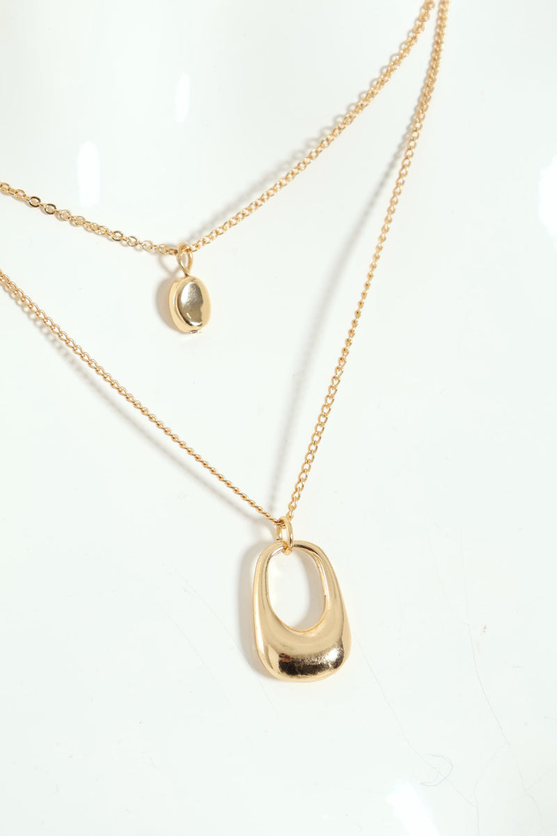 Double Layered Bubble Pendant Necklace - Gold