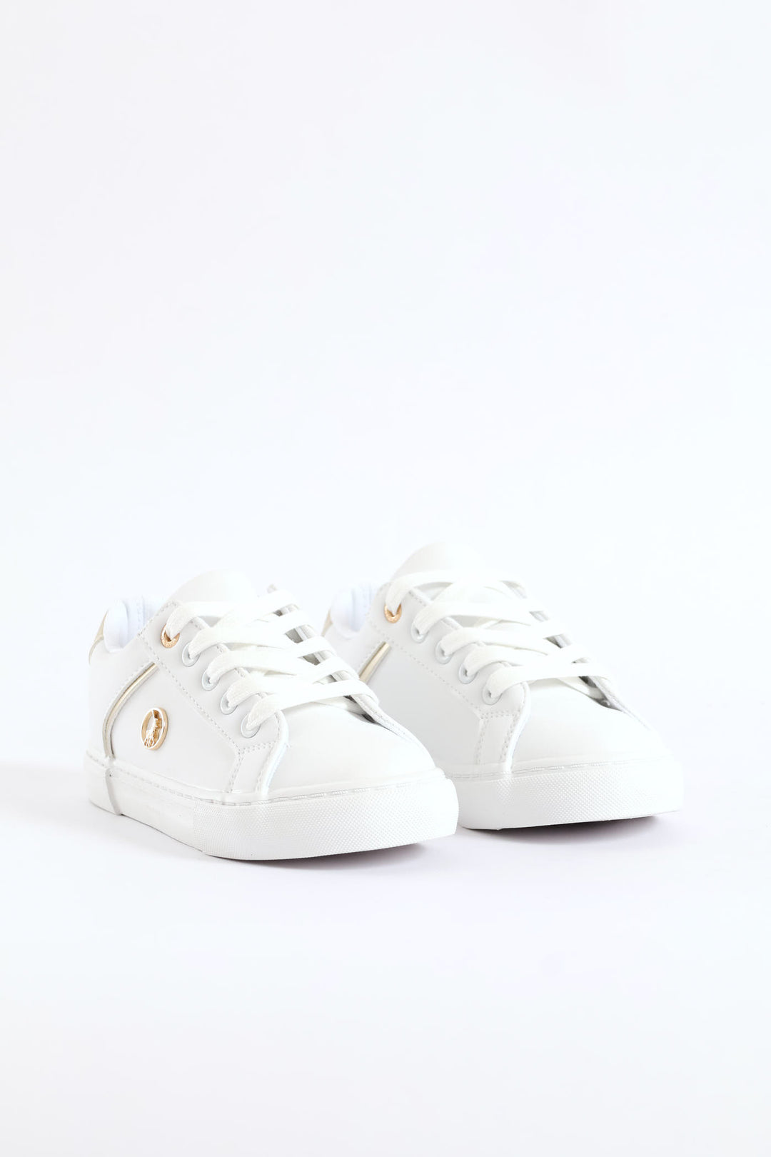 Girls Gold Trim Sneaker - White