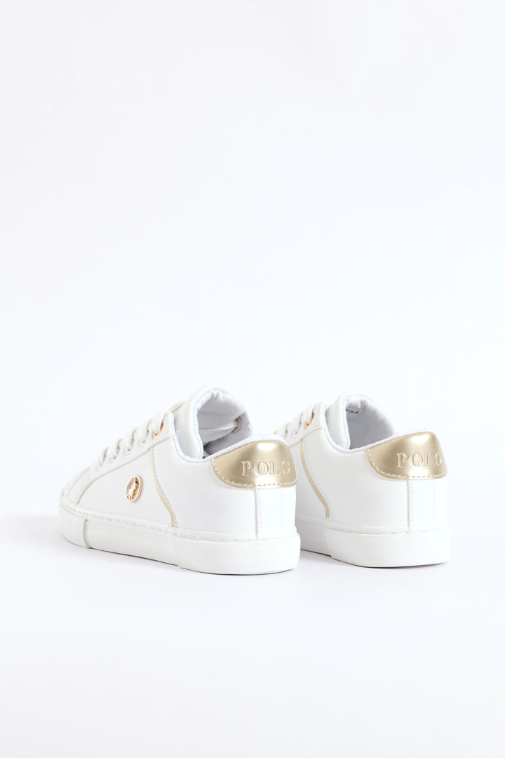 Girls Gold Trim Sneaker - White