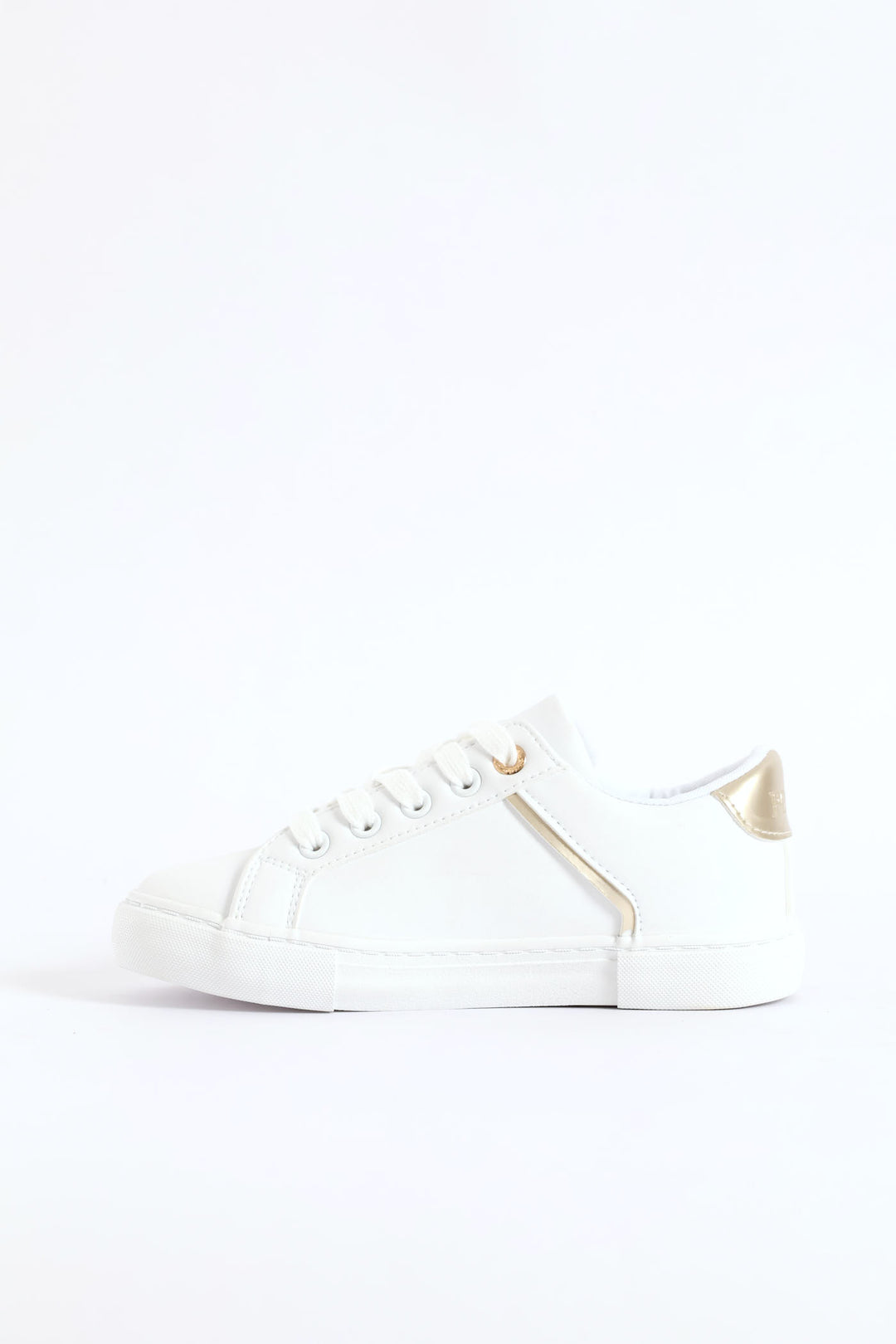 Girls Gold Trim Sneaker - White