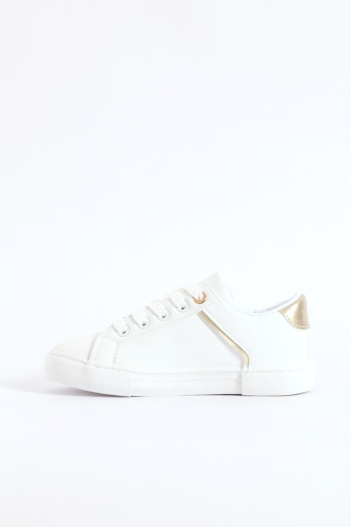 Girls Gold Trim Sneaker - White