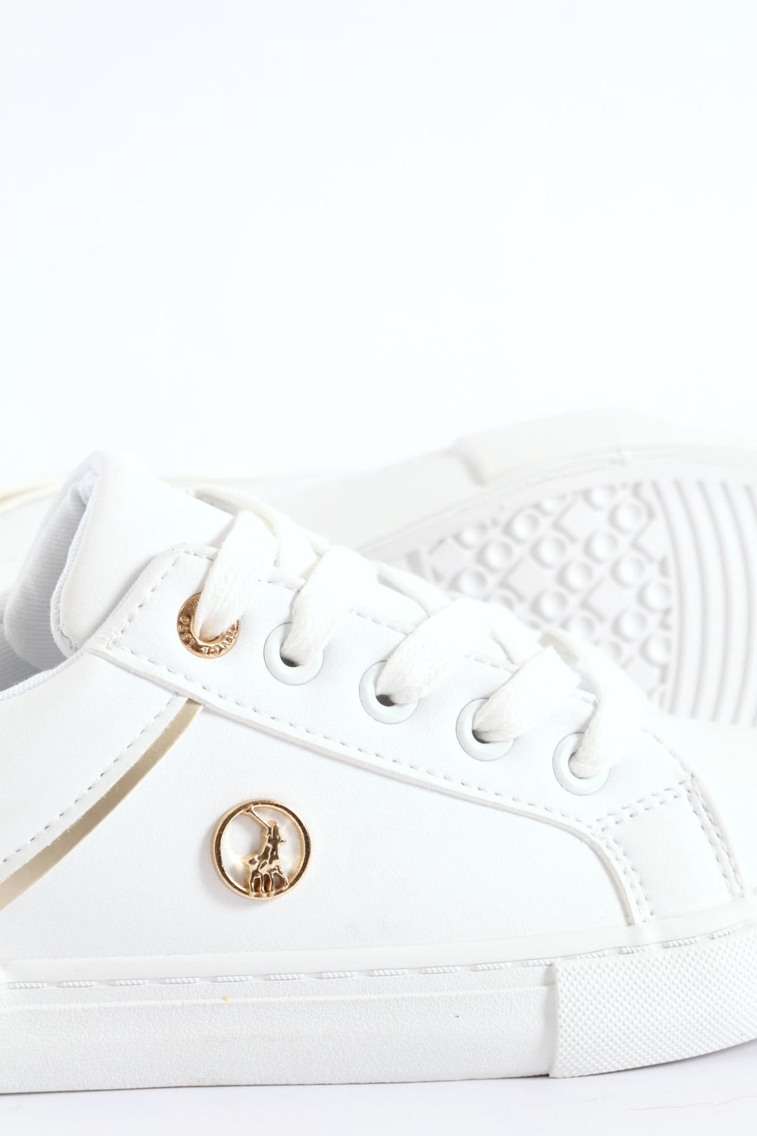 Girls Gold Trim Sneaker - White