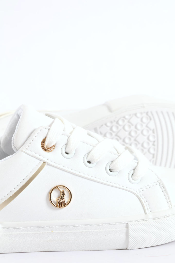 Girls Gold Trim Sneaker - White