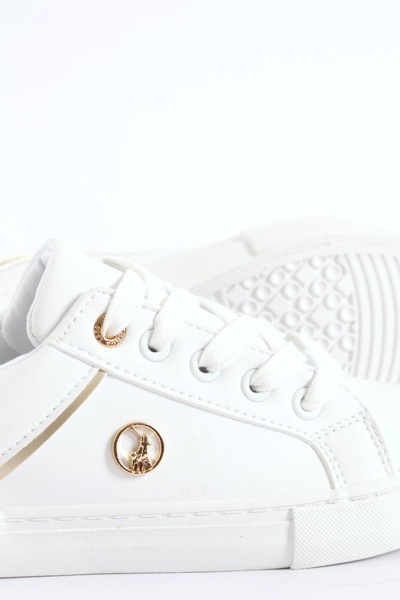 Girls Gold Trim Sneaker - White