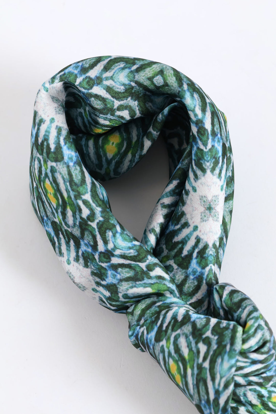 Floral Border Satin Feel Scarf - Green