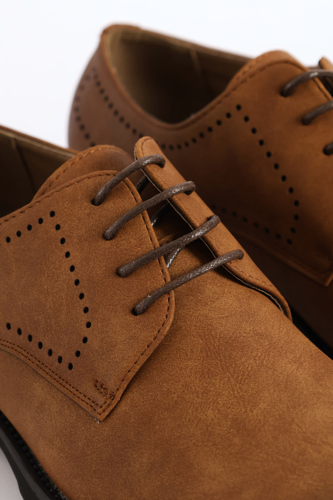 Punched Detail Smart Casual Derby Shoe - Tan