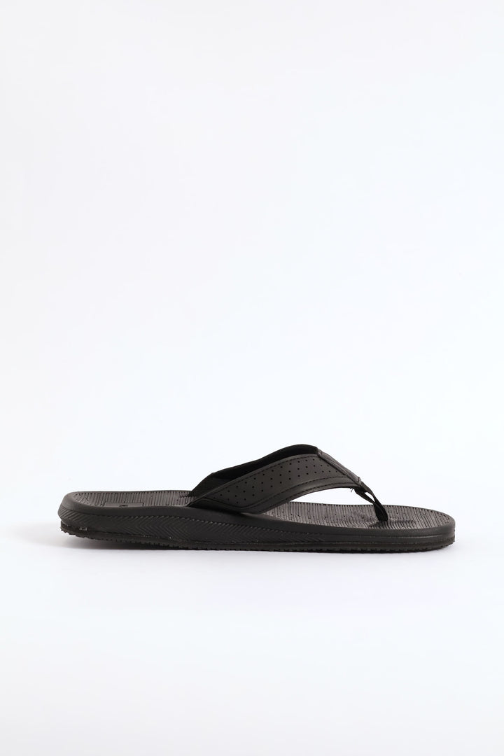 Strut Wide Vamp Sandal - Black