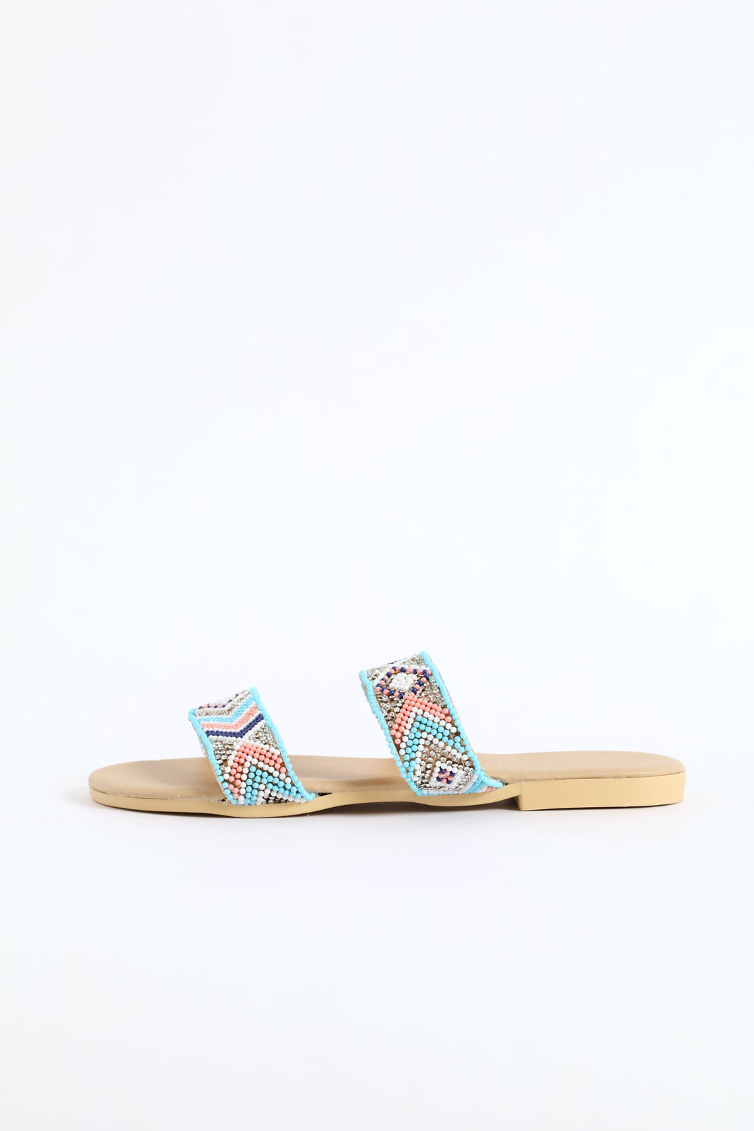 Girls Geo Beaded Double Band Sandal - Multi