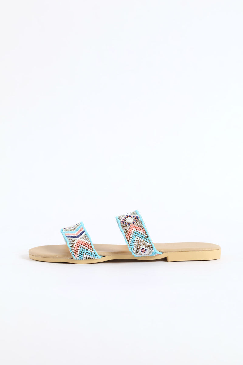 Girls Geo Beaded Double Band Sandal - Multi