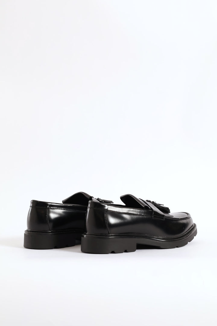 Fringe & Tassle Chunky Slip On - Black