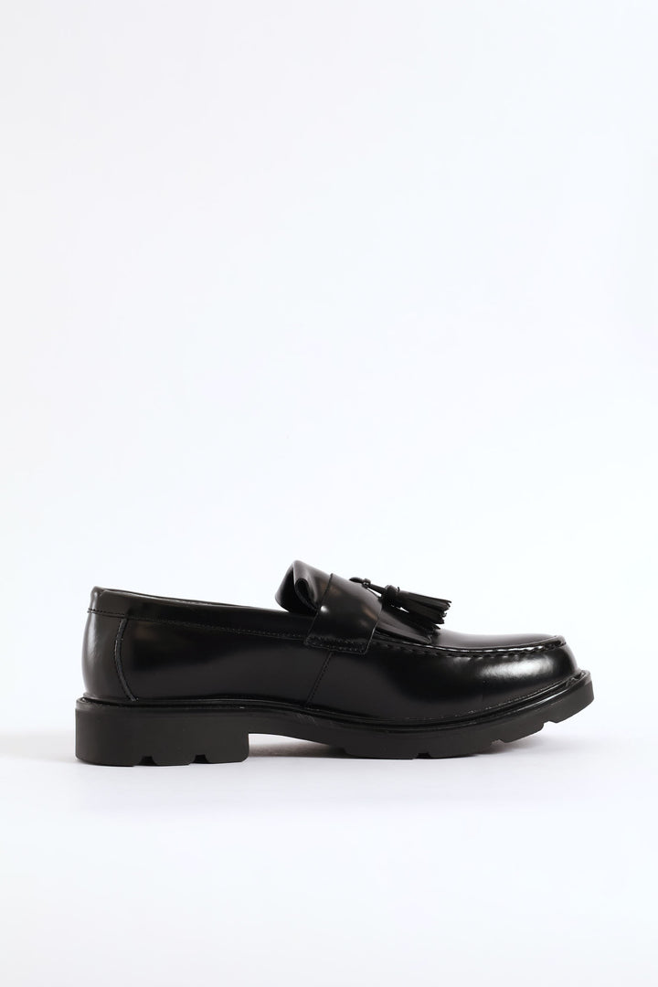 Fringe & Tassle Chunky Slip On - Black
