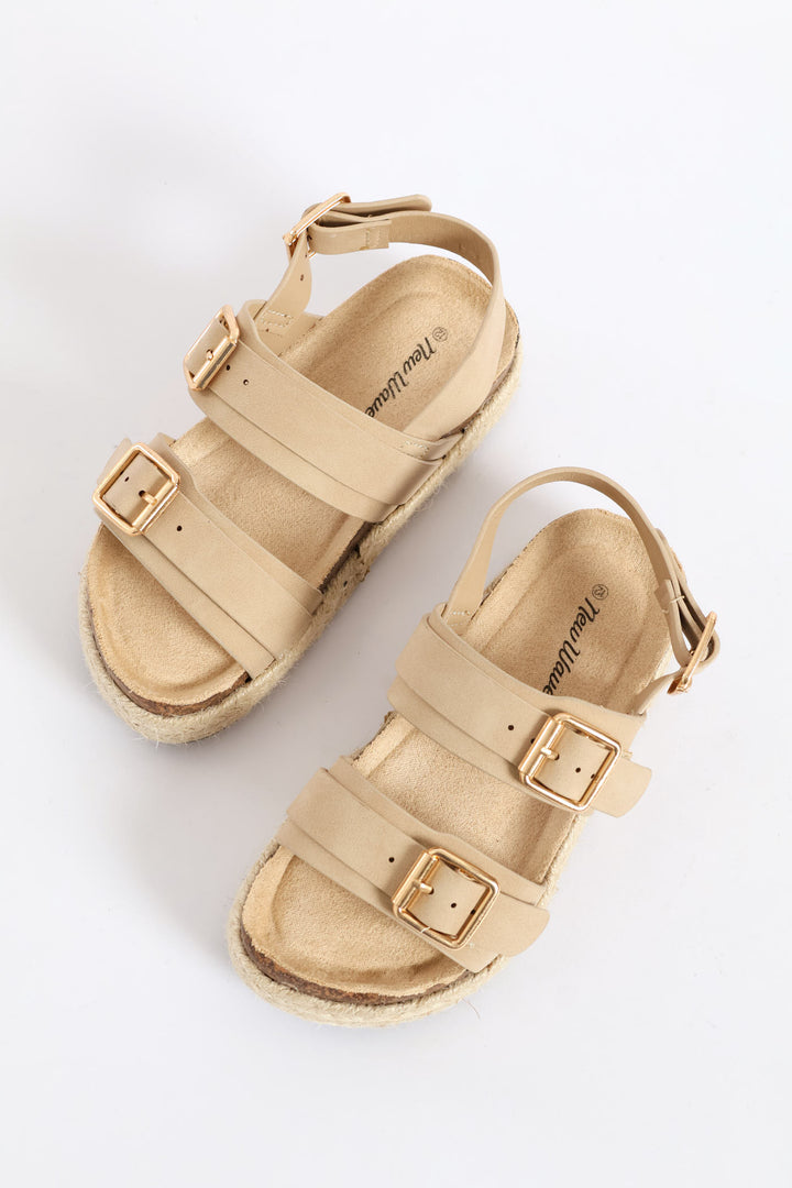 Girls Platform Espadrille Sandal - Taupe