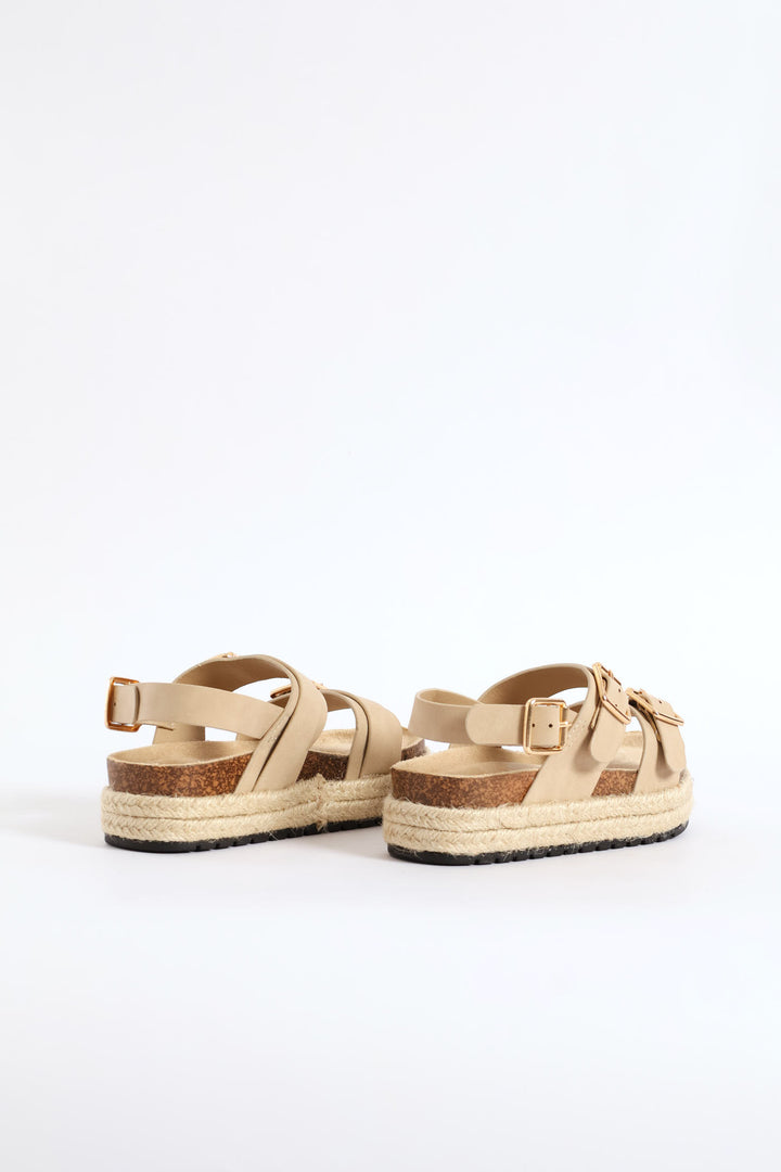 Girls Platform Espadrille Sandal - Taupe