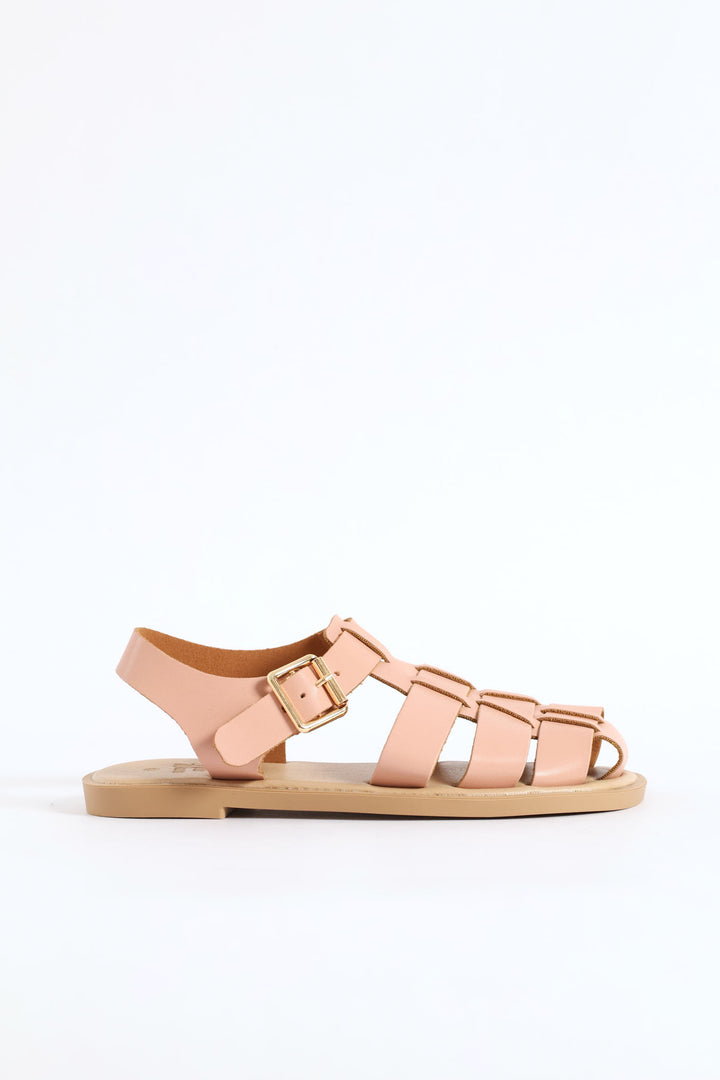Girls Pu Fisherman Sandal - Blush