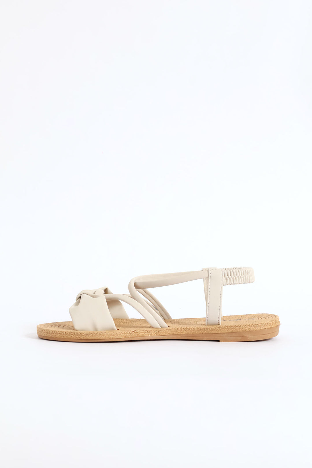 Bow Elasticated Slingback Sandal - Natural