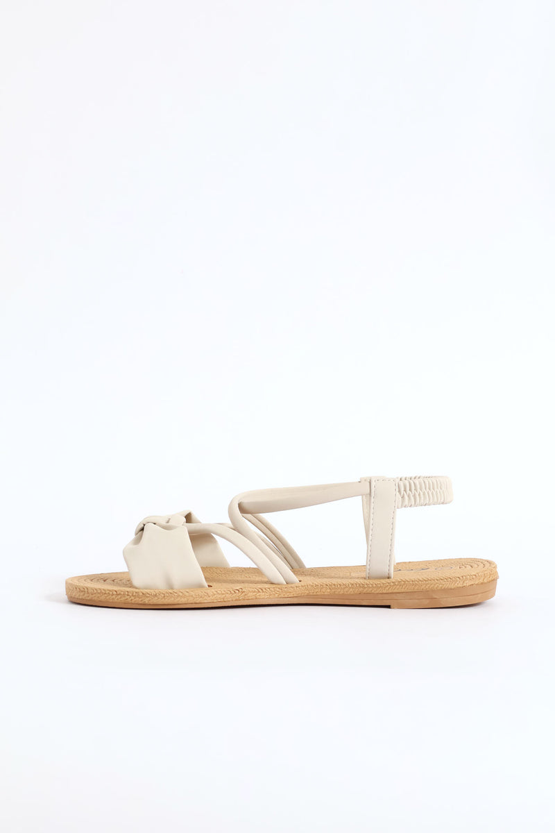 Bow Elasticated Slingback Sandal - Natural