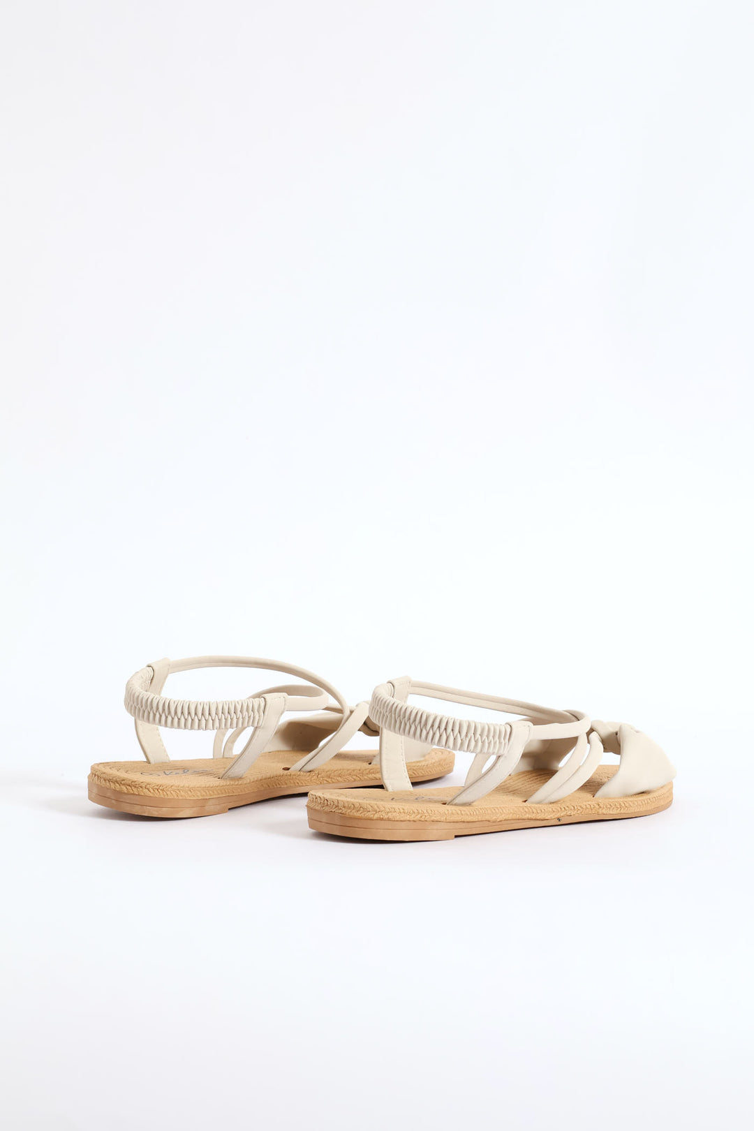 Bow Elasticated Slingback Sandal - Natural
