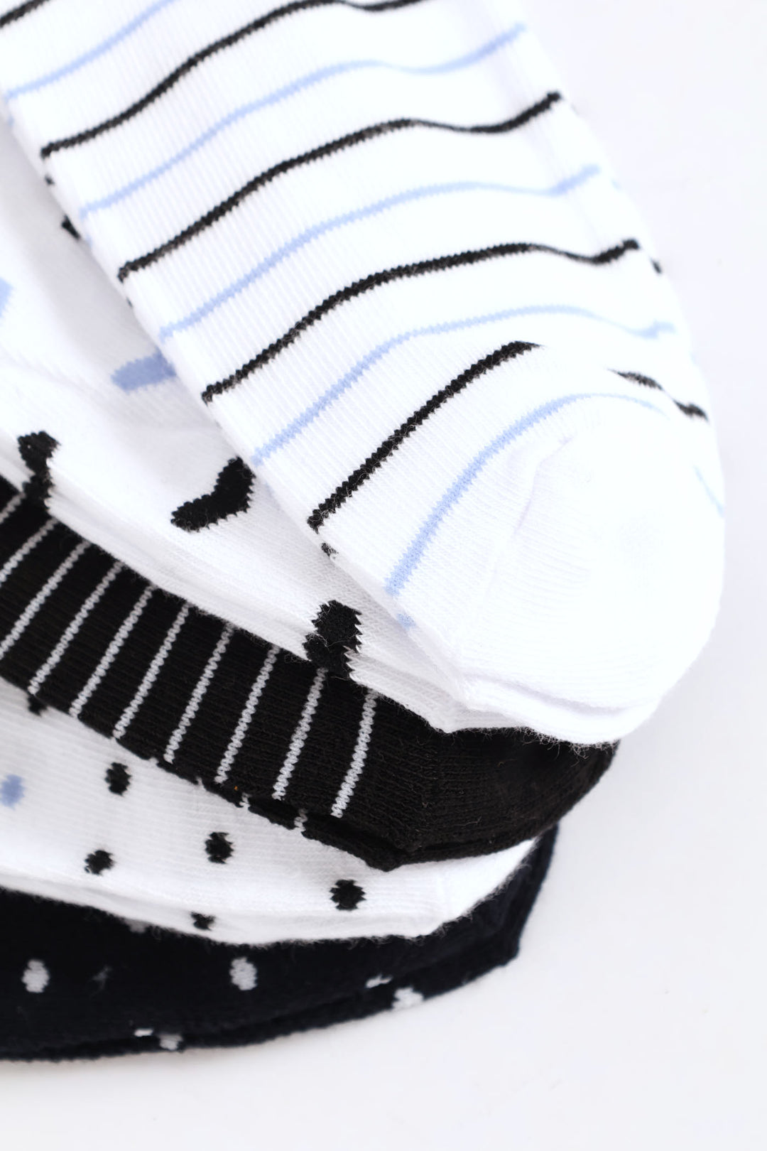 5 Pack Hearts & Spots Low Cut Fashion Socks - White/Navy