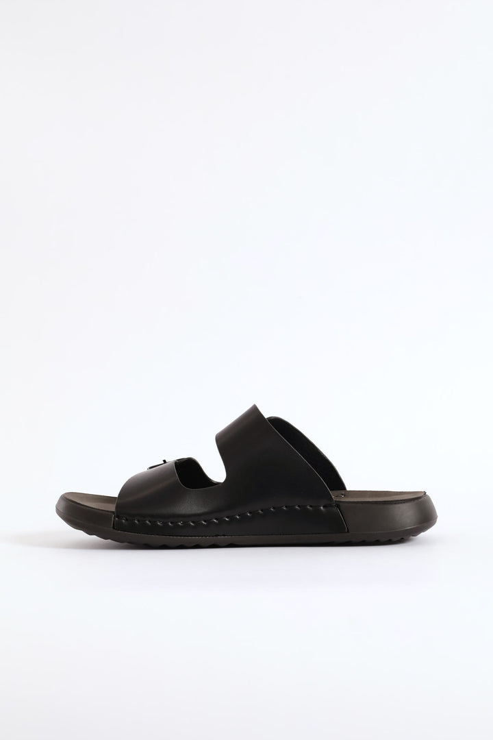 Double Buckle Comfort Sandal - Black