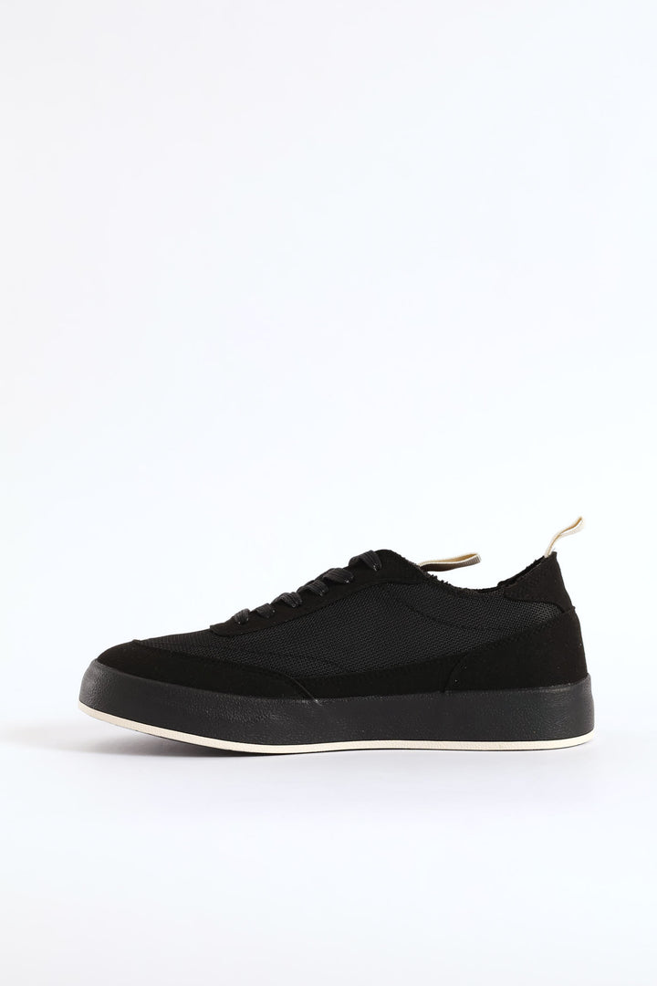 Textured Court Sneaker - Black