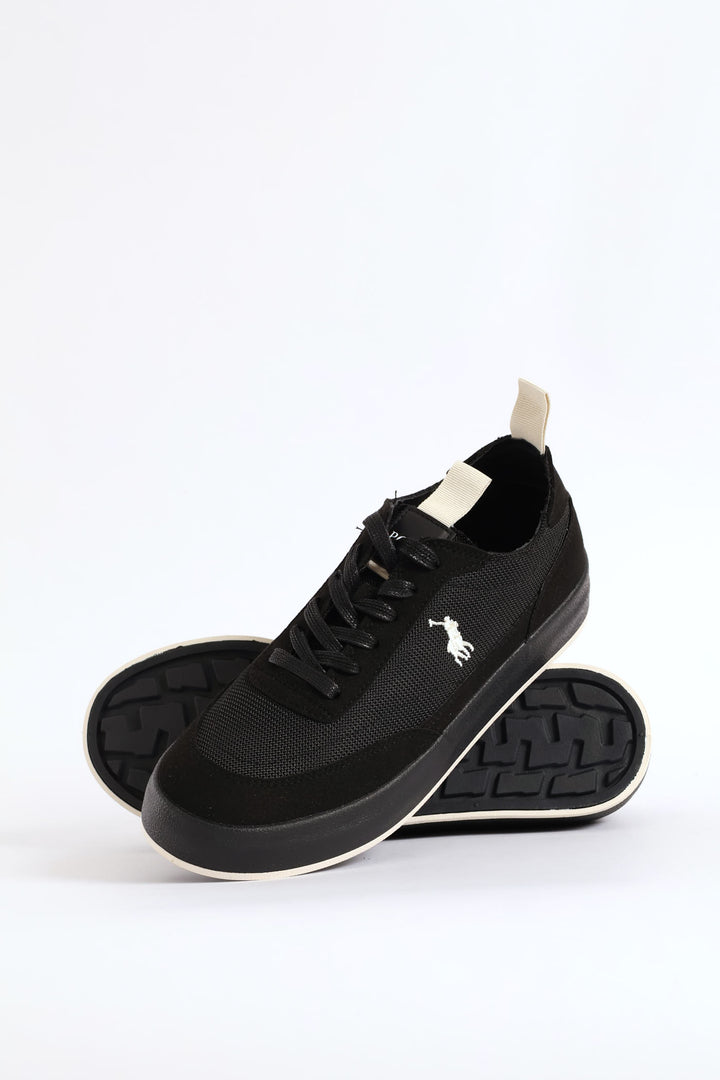Textured Court Sneaker - Black