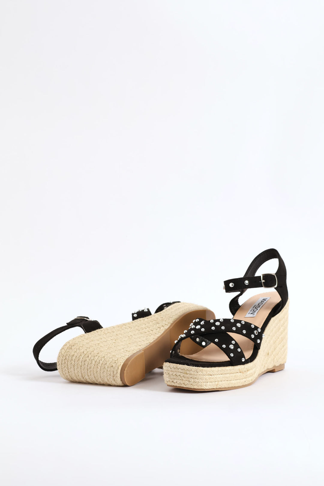 Studded Cross Strap Sandal - Black