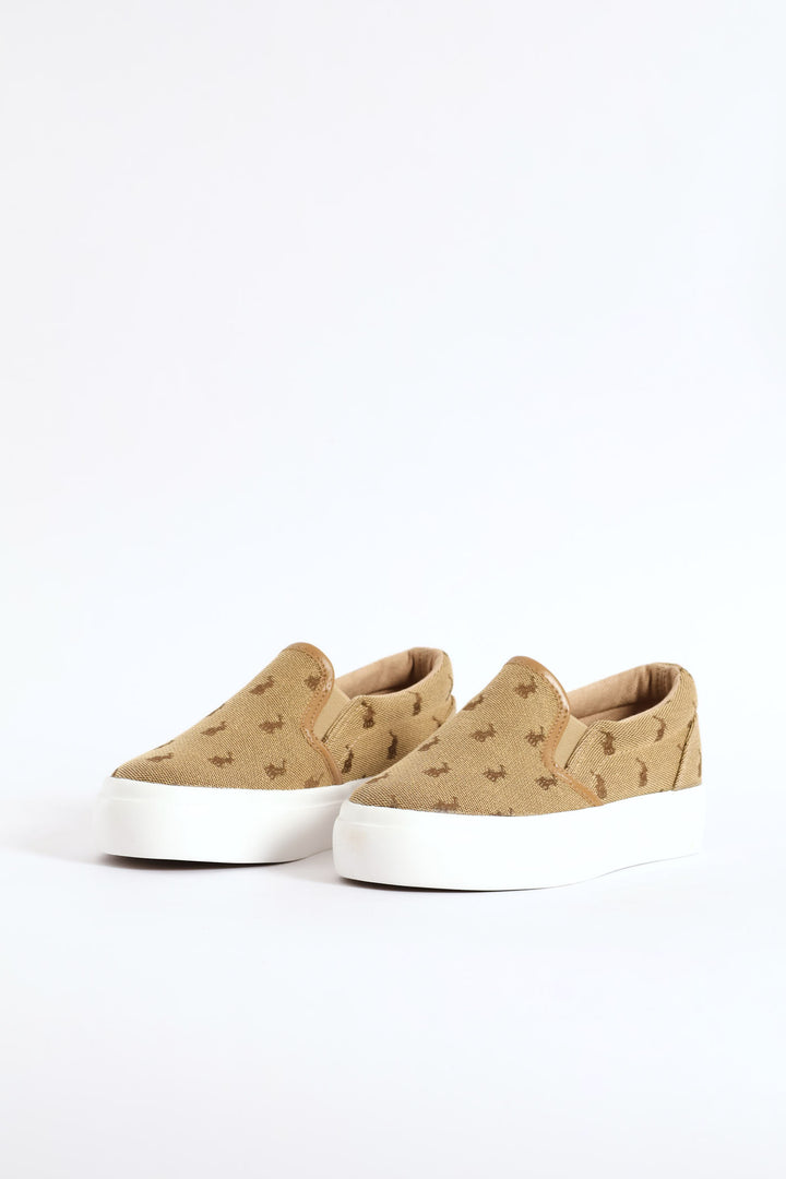 Boys Monogram Slip On Sneaker - Stone