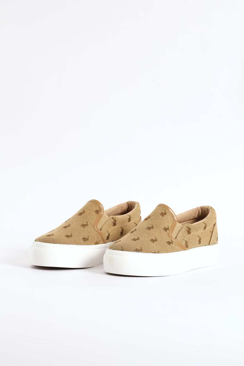 Boys Monogram Slip On Sneaker - Stone