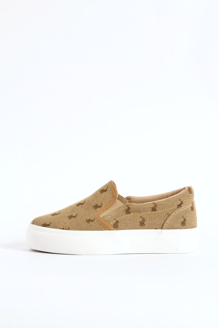 Boys Monogram Slip On Sneaker - Stone